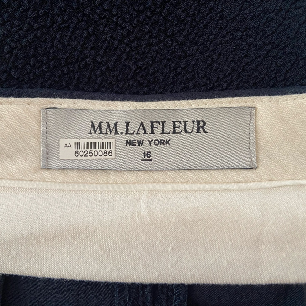 MM Lafleur Women’s crepe cropped Blue Wide-Leg Pants Sz 16 office business Plus - Picture 4 of 7